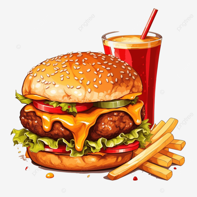 pngtree food burger fries drink png image 10241373