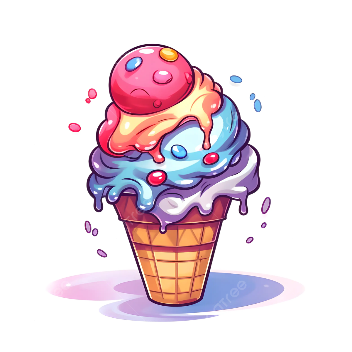 pngtree ice cream color cartoon illustration png image 9278371